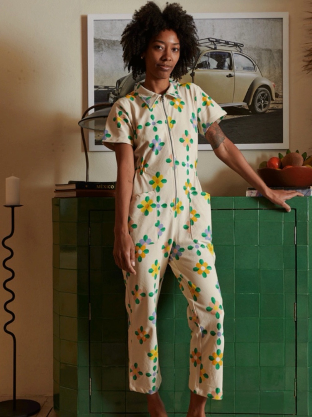 Noble Floral Short-Sleeve Jumpsuit